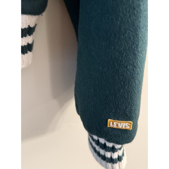 Levi’s Gold Tab Shrunken Varsity Jacket Women’s‎ Size M Wool Cropped Green Warm - Picture 4 of 11